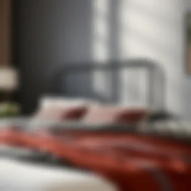 Contemporary metal headboard adding character to a bedroom