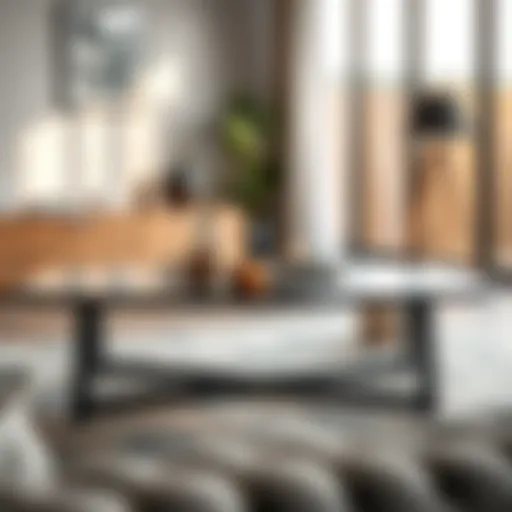 Stylish metal table in a modern home setting