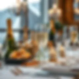 Elegant champagne flutes displayed on a festive table setting