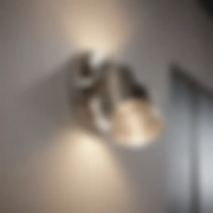 Close-up view of brushed nickel LED light showcasing its sleek design