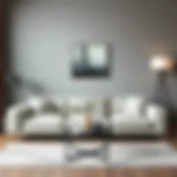 Chic minimalist living room set with a sleek sofa and stylish coffee table