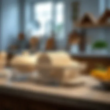 A comparison of different styles of collapsible dish drainers on a countertop