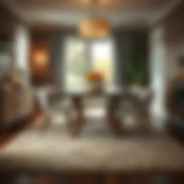 Cozy Dining Space with Soft Textured Rug Cozy dining space featuring a soft textured rug