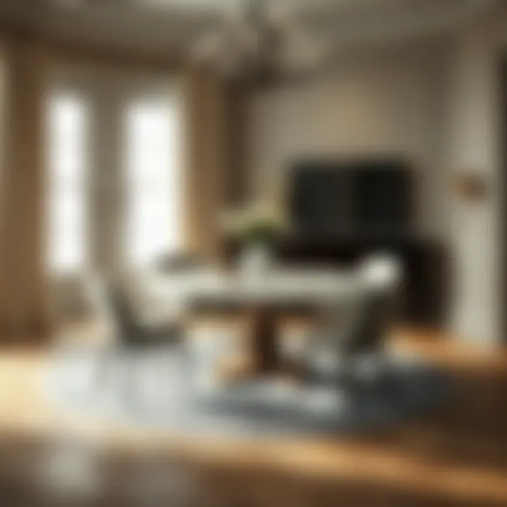 An elegant rug under a round dining table