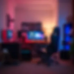 Cozy gaming corner with ergonomic chair and ambient lighting