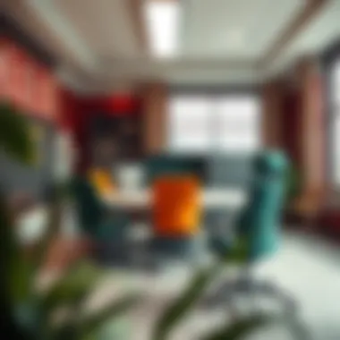 Creative workspace showcasing bright office chairs