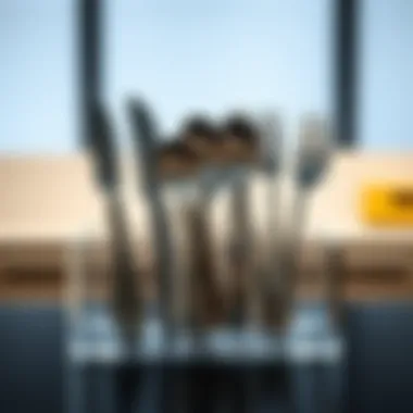 Modern acrylic cutlery organizer displaying kitchen utensils