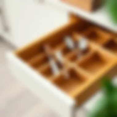 Stylish bamboo cutlery divider showcasing multiple compartments