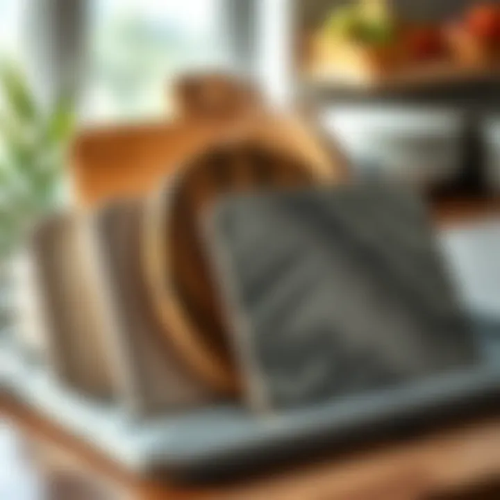 Variety of dish drying drain boards showcasing different materials