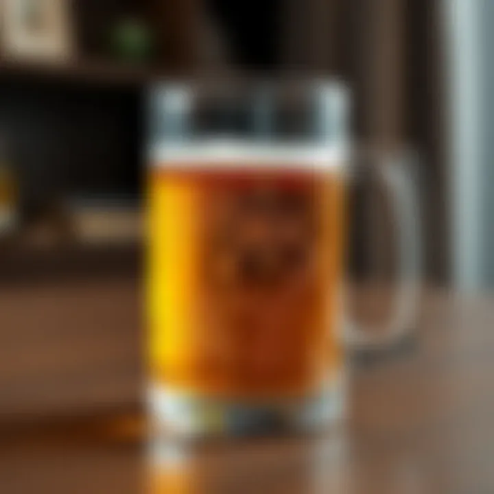 A modern double handle beer mug made of high-quality glass.