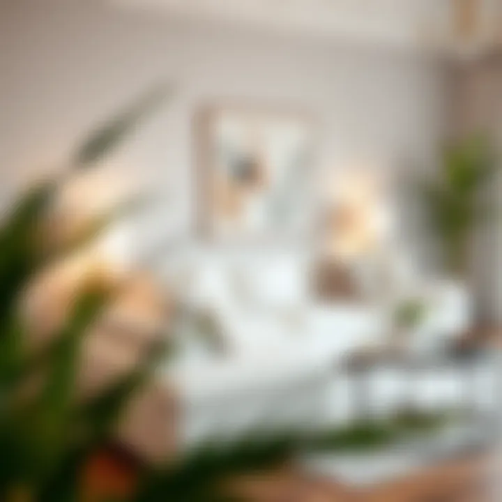Inviting Living Room Ambiance Inviting white living room setup with decorative accents