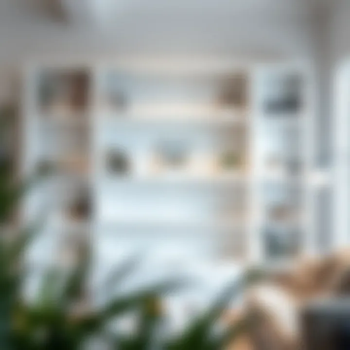 Sleek White Bookshelf Minimalist white bookshelf showcasing decor