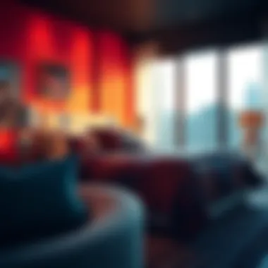 Modern interior showcasing animal print comforter in vibrant colors