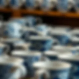 An exquisite collection of blue and white coffee cups with intricate patterns