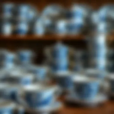 Historical Significance of Blue and White Coffee Cups Historical blue and white coffee cups displayed in a vintage setting