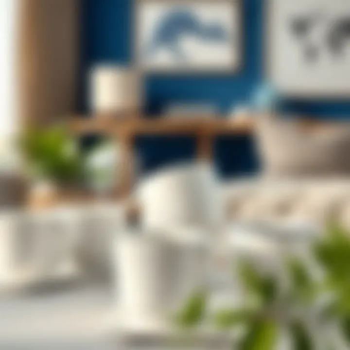 Blue and White Coffee Cups in Contemporary Decor Modern decor featuring blue and white coffee cups in a stylish arrangement