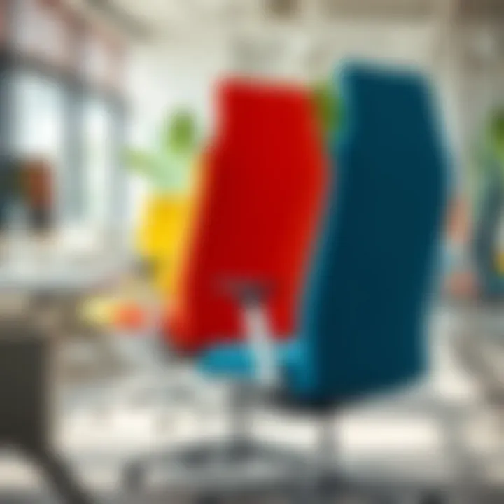 Vibrantly colored office chair enhancing workspace aesthetics