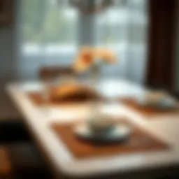 Elegant brown placemat set on a dining table