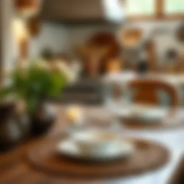 Brown placemat in a rustic kitchen setting