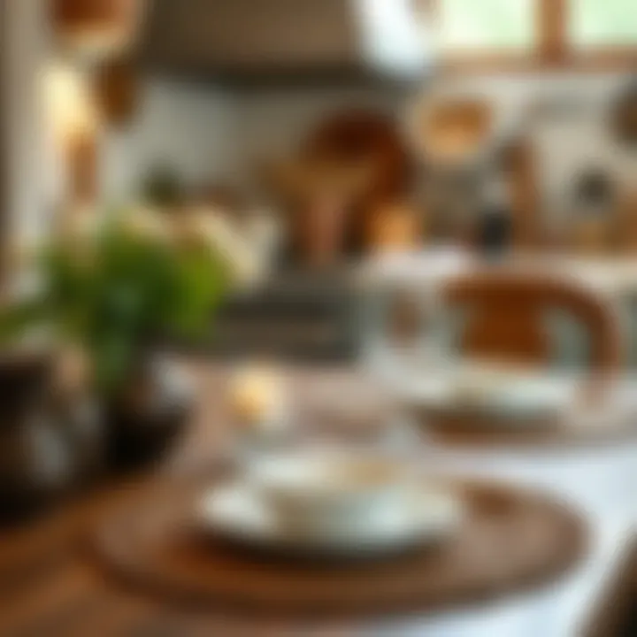 Brown placemat in a rustic kitchen setting