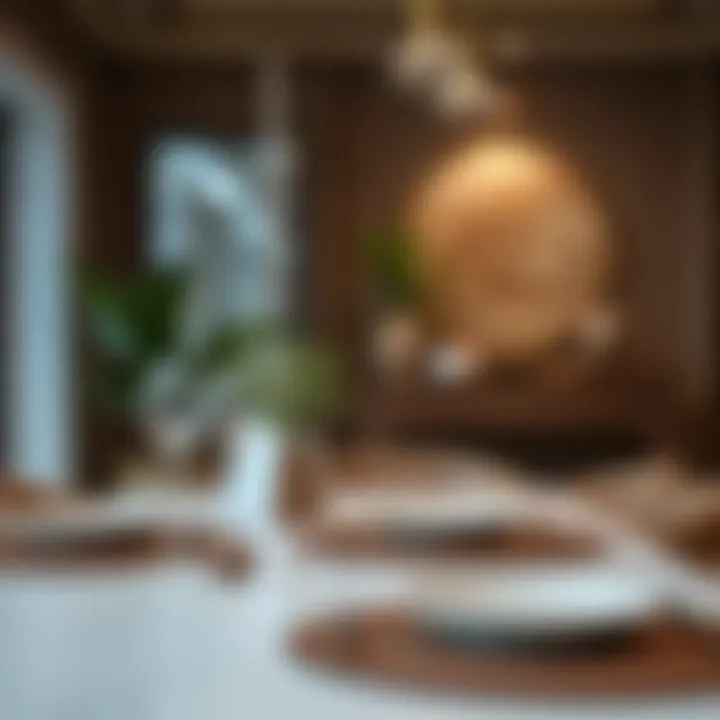 A stylish dining setup featuring brown placemats
