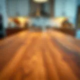 Elegant butcher block countertop showcasing rich wood grains