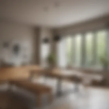 Modern dining area showcasing a minimalist bench set