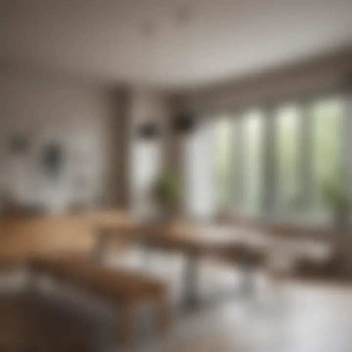 Modern dining area showcasing a minimalist bench set