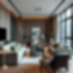 Elegant downtown living room showcasing stylish furniture arrangements