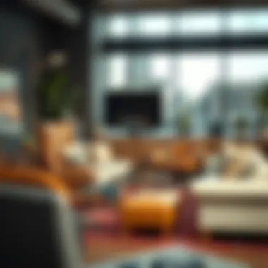 Eclectic Mix of Modern and Vintage Styles Artistic blend of modern and vintage downtown furniture pieces