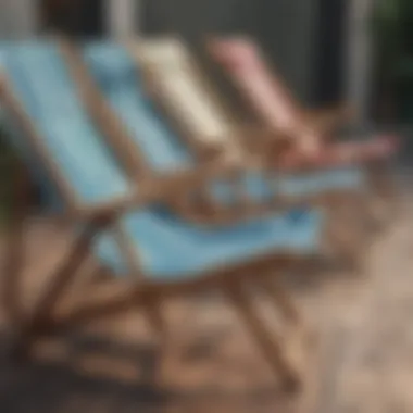 Close-up of the materials used in foldable deck chairs