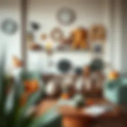 Artistic arrangement of diverse home knick knacks reflecting personality
