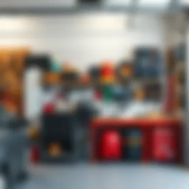 Organized garage with a pegboard and shelving