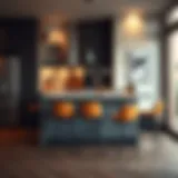 A stylish bar table set in a modern kitchen