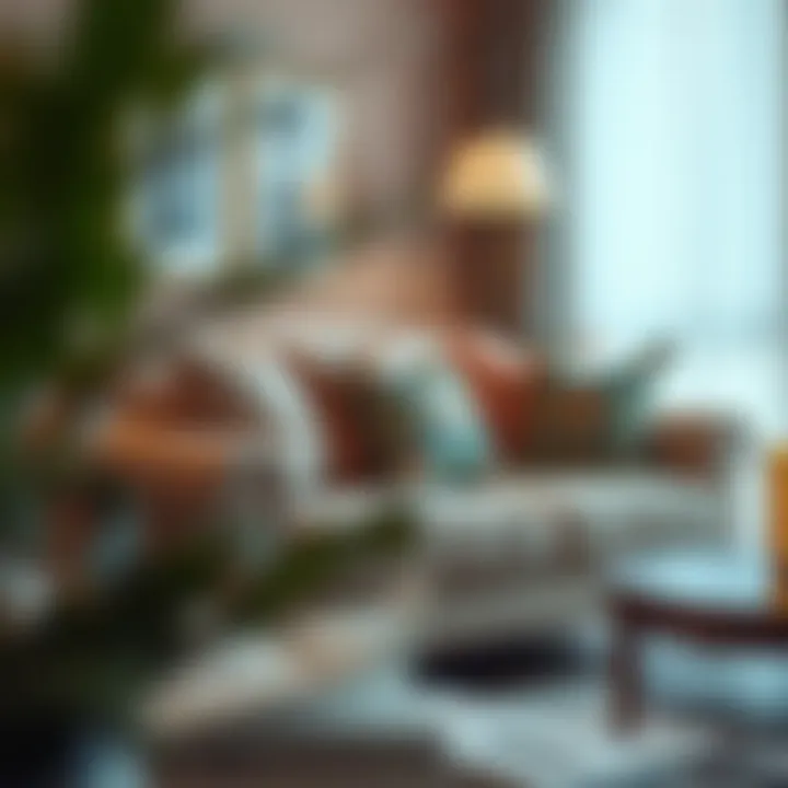 Cozy loveseat adorned with decorative cushions