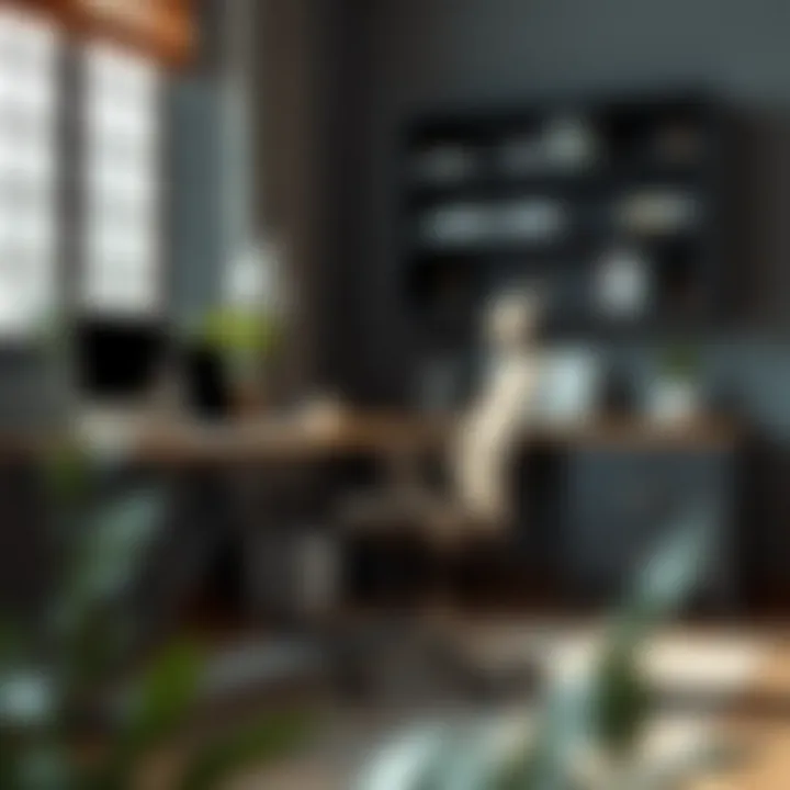 Home Office with a Stylish Task Chair Stylish home office featuring a non-wheeled chair