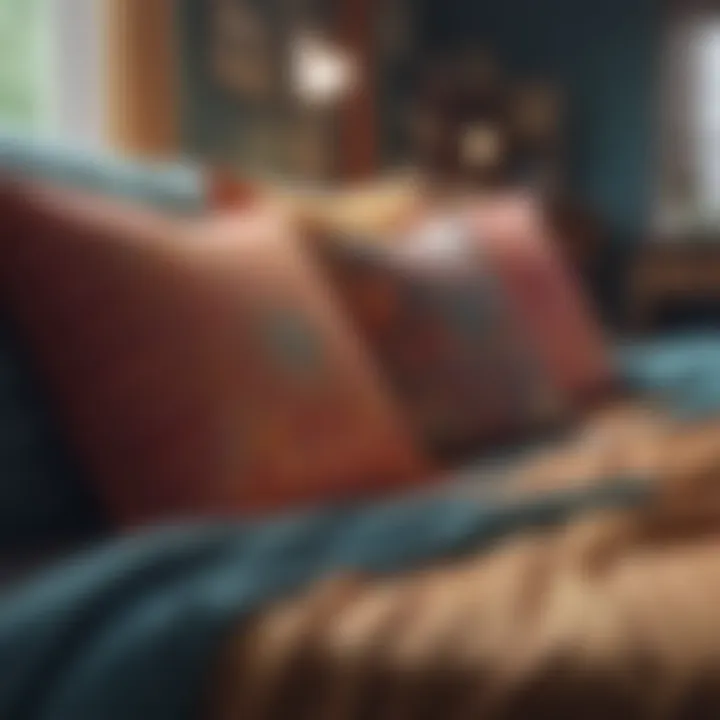 Colorful oversized throw pillows showcasing design aesthetics