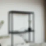 Minimalist Decor on Slim Black Shelf A sleek slim black shelf showcasing minimalist decor