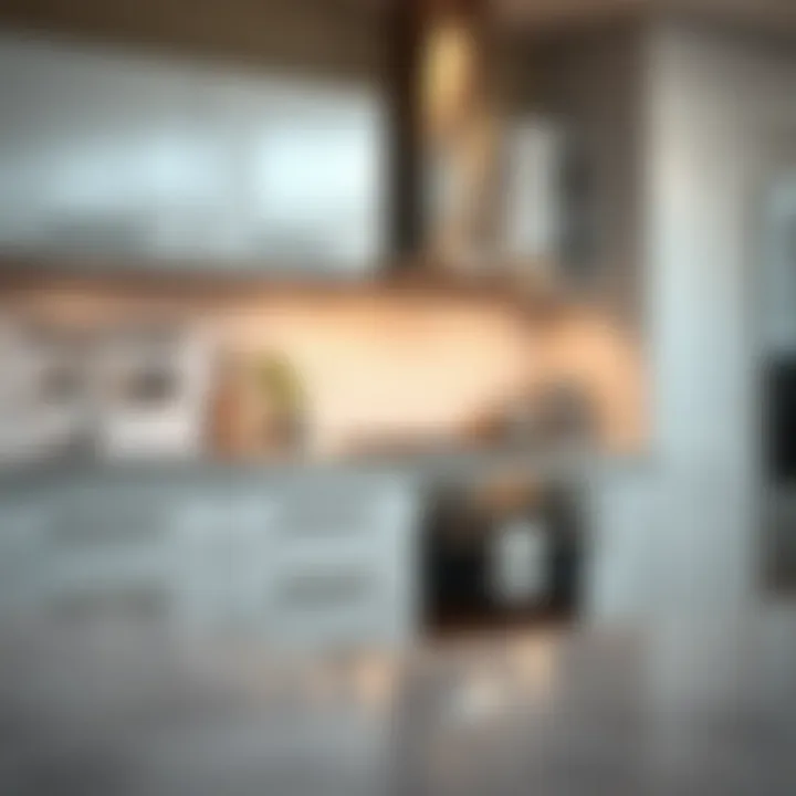 Stylish kitchen showcasing stainless steel handles
