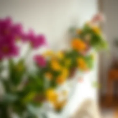 Charming indoor wall planter arrangement with various flowers