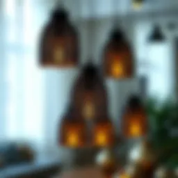 Elegant display of small spider lamp shades