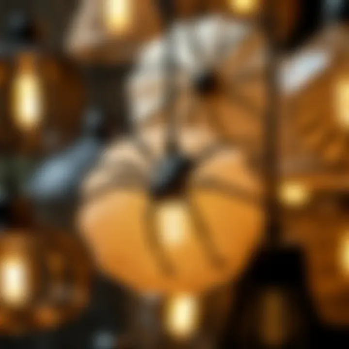 Close-up of various materials used in spider lamp shades