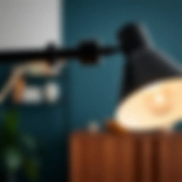 Innovation in Adjustable Lighting Close-up of the adjustable arm mechanism of a swing arm wall lamp