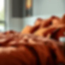 Rust duvet cover set elegantly displayed on a bed