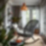 Elegant dark brown wicker rocking chair in a cozy setting