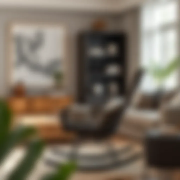 Dark brown wicker rocking chair in a modern living room