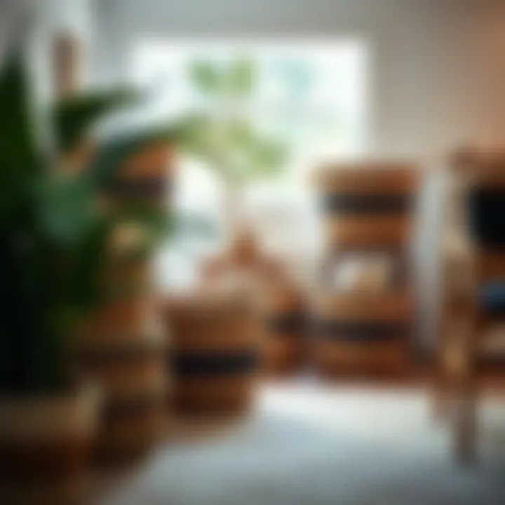 Tall narrow storage baskets made from sustainable materials