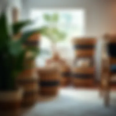 Sustainable Design in Storage Tall narrow storage baskets made from sustainable materials