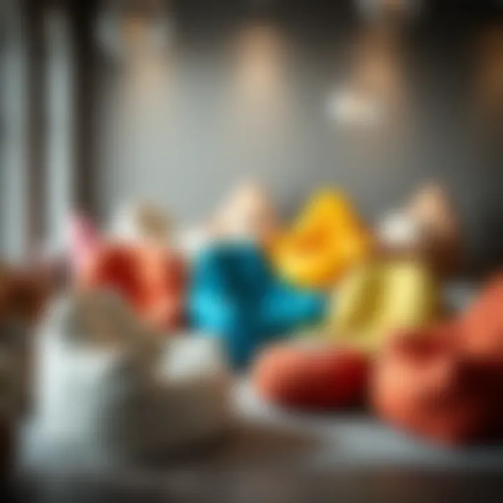 Diverse Designs of Bean Bag Chairs Variety of bean bag chairs with different designs and colors