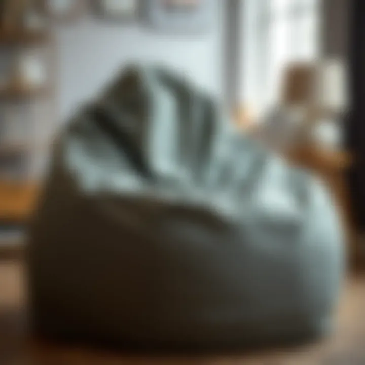 Washable Cover of Bean Bag Chair Close-up of a washable bean bag chair cover